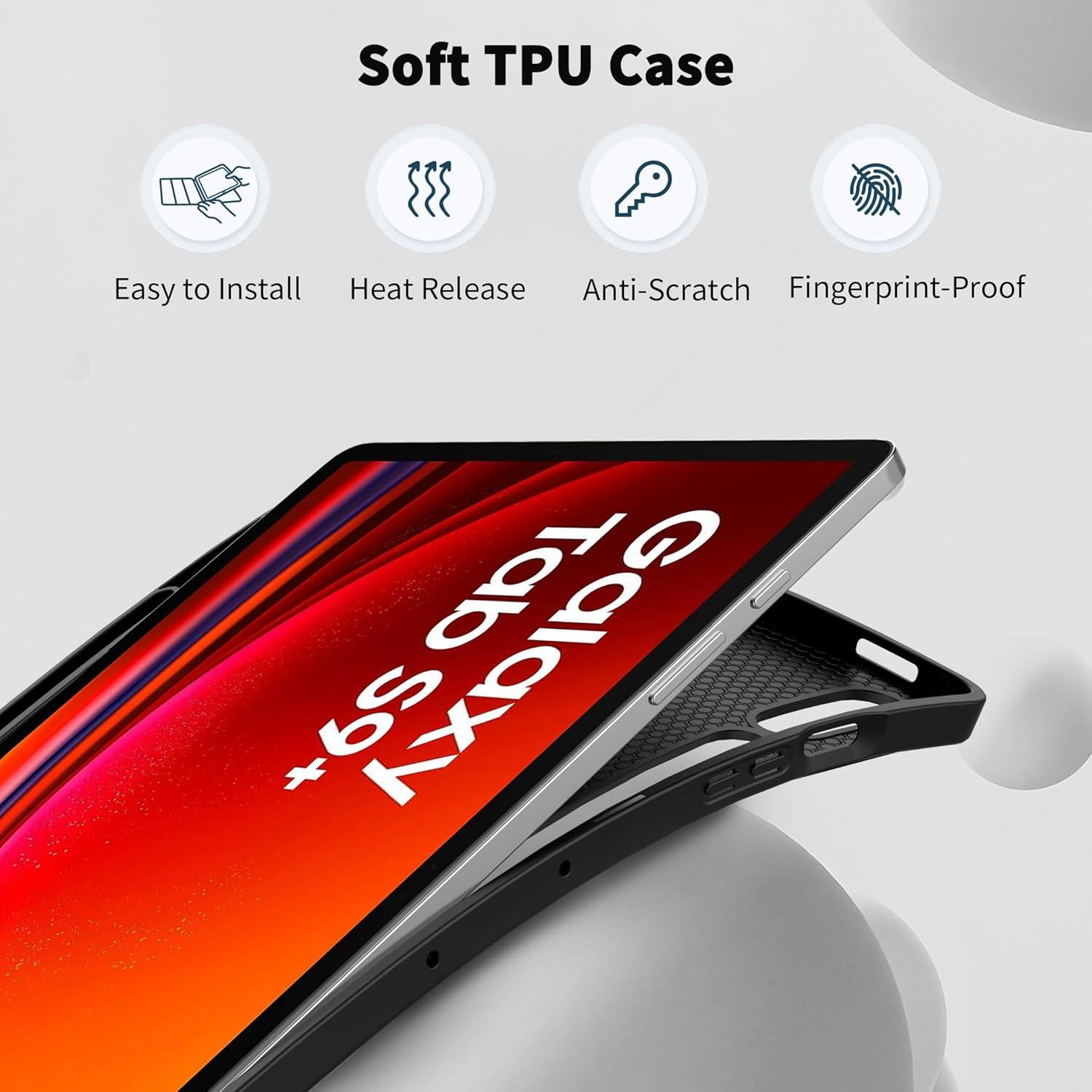 Samsung Galaxy Tab S9 FE+ Plus/S9 Plus 12,4 Zoll 2023 Hülle Blau Sterne - Ultra Dünn mit Standfunktion & S Pen Halter