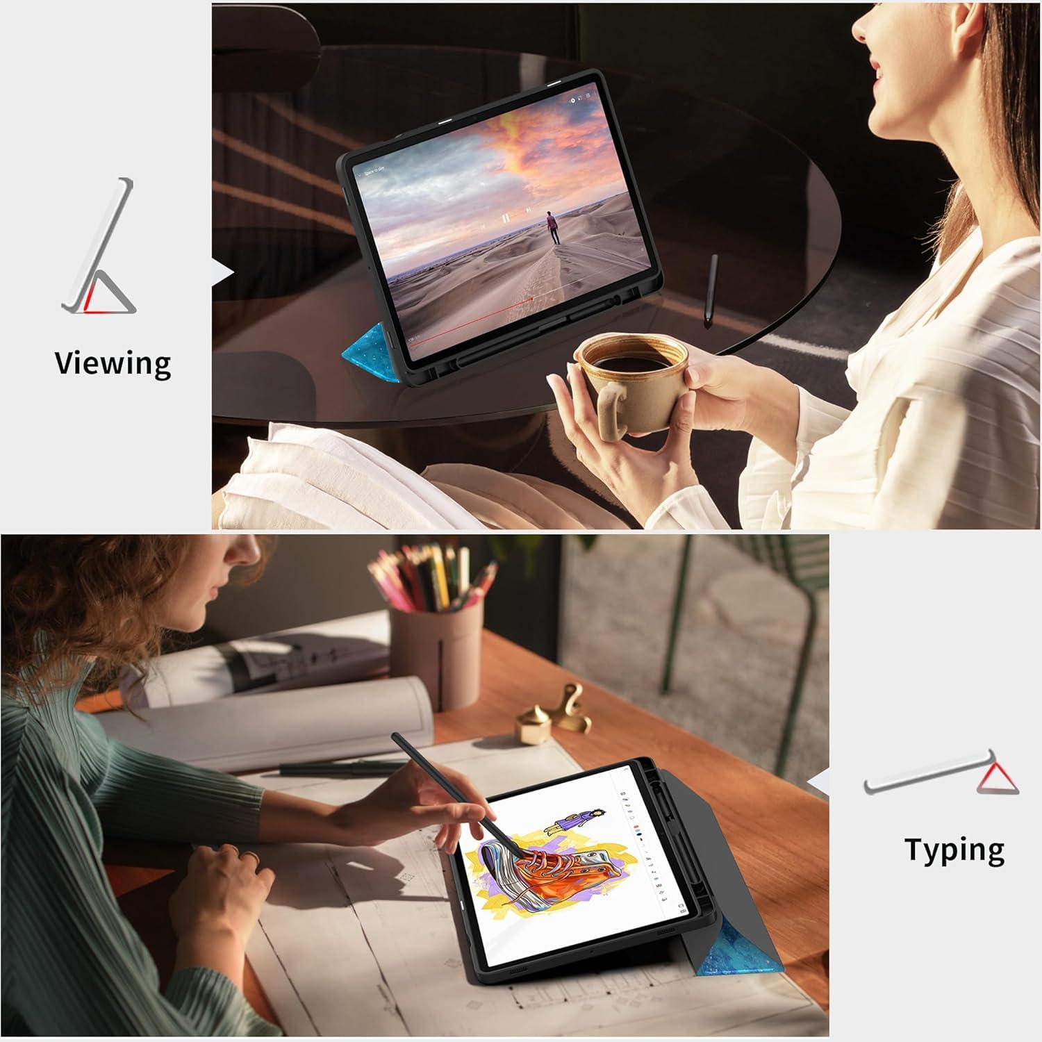 Samsung Galaxy Tab S9 FE+ Plus/S9 Plus 12,4 Zoll 2023 Hülle Blau Standfunktion