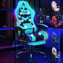 Gaming-Stuhl mit Massage, RGB-LED, ergonomisch, Fußstütze