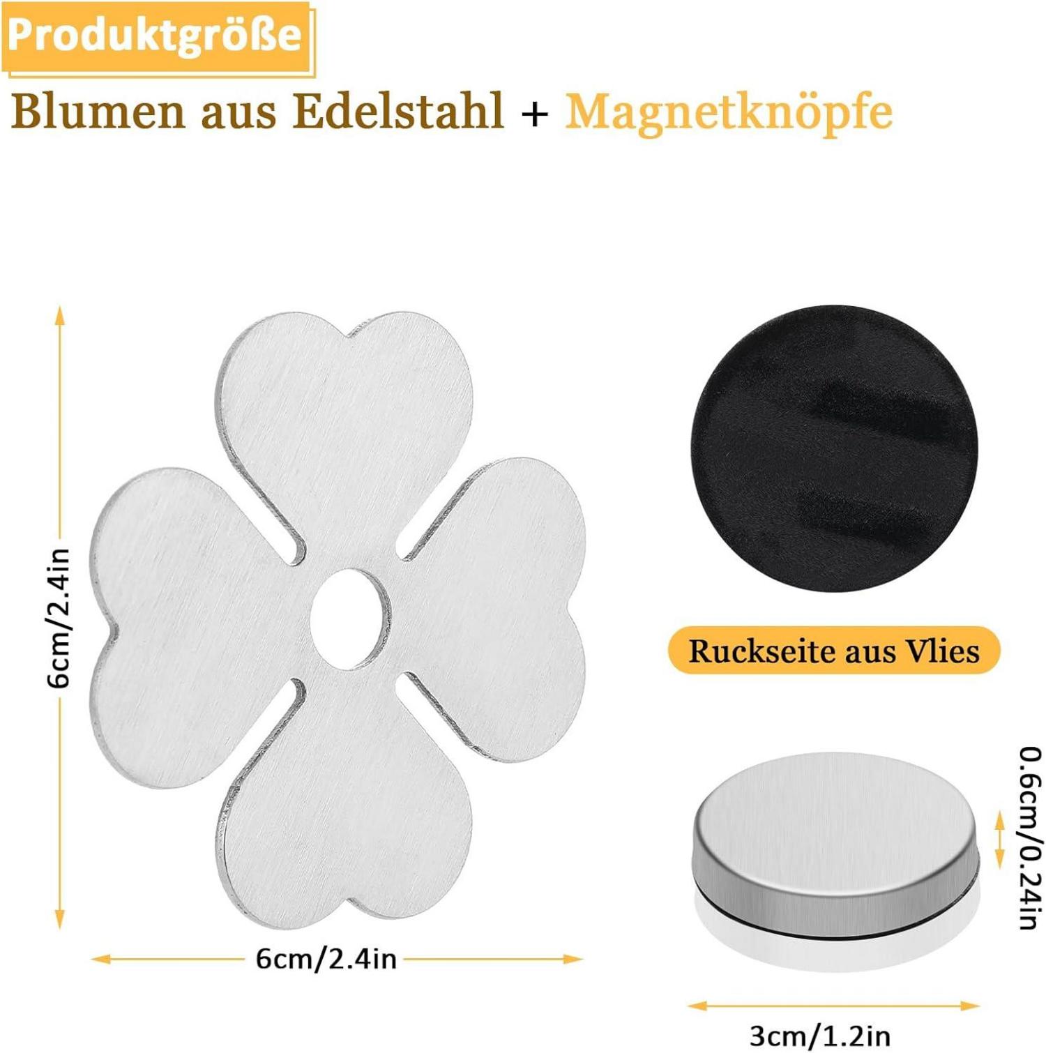 Magnetische Tischdeckenklammern Edelstahl 8er Set Kleeblatt Design