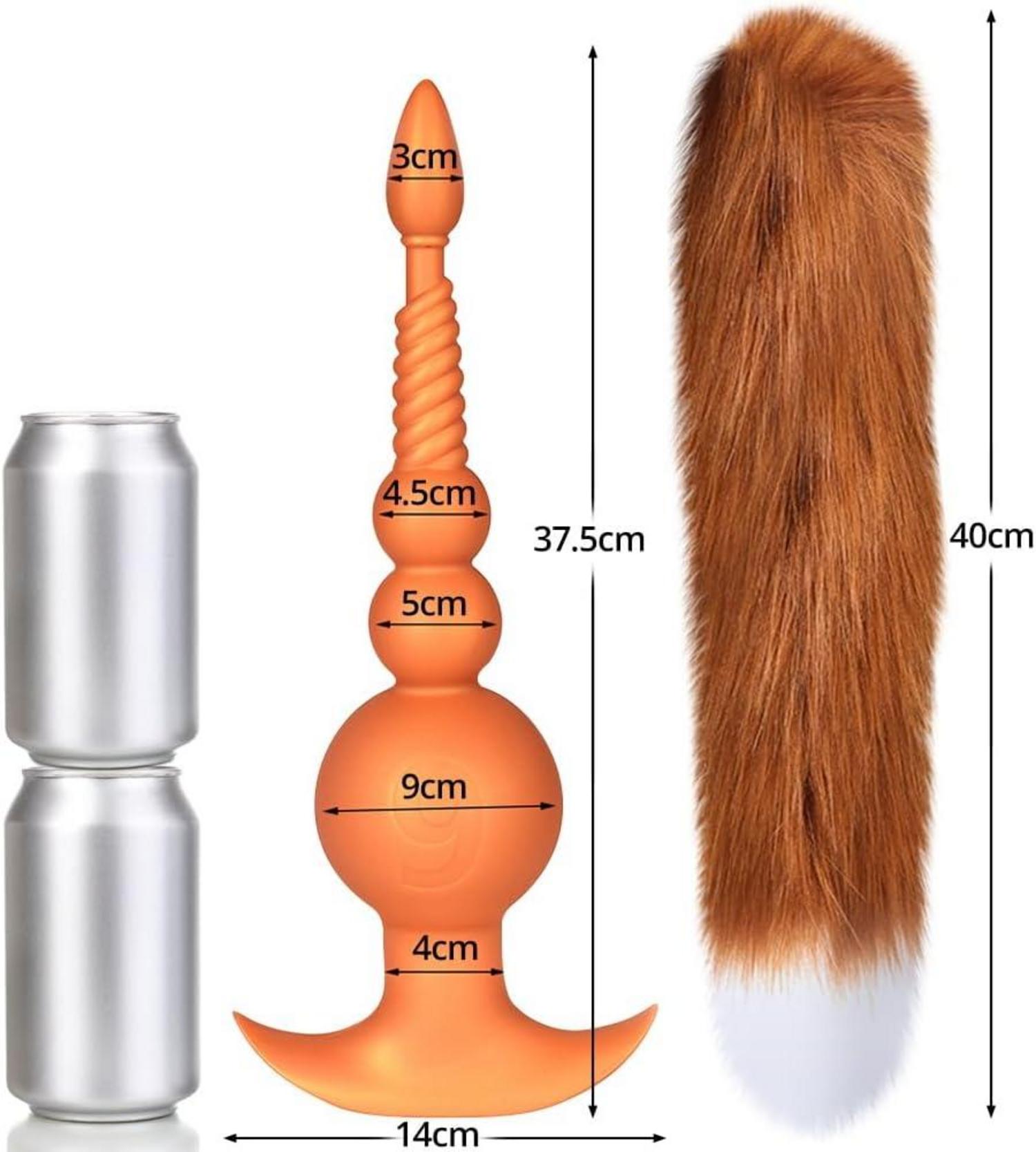Foxtail Anal Butt Plug XXL Flüssiges Silikon Analkette BDSM