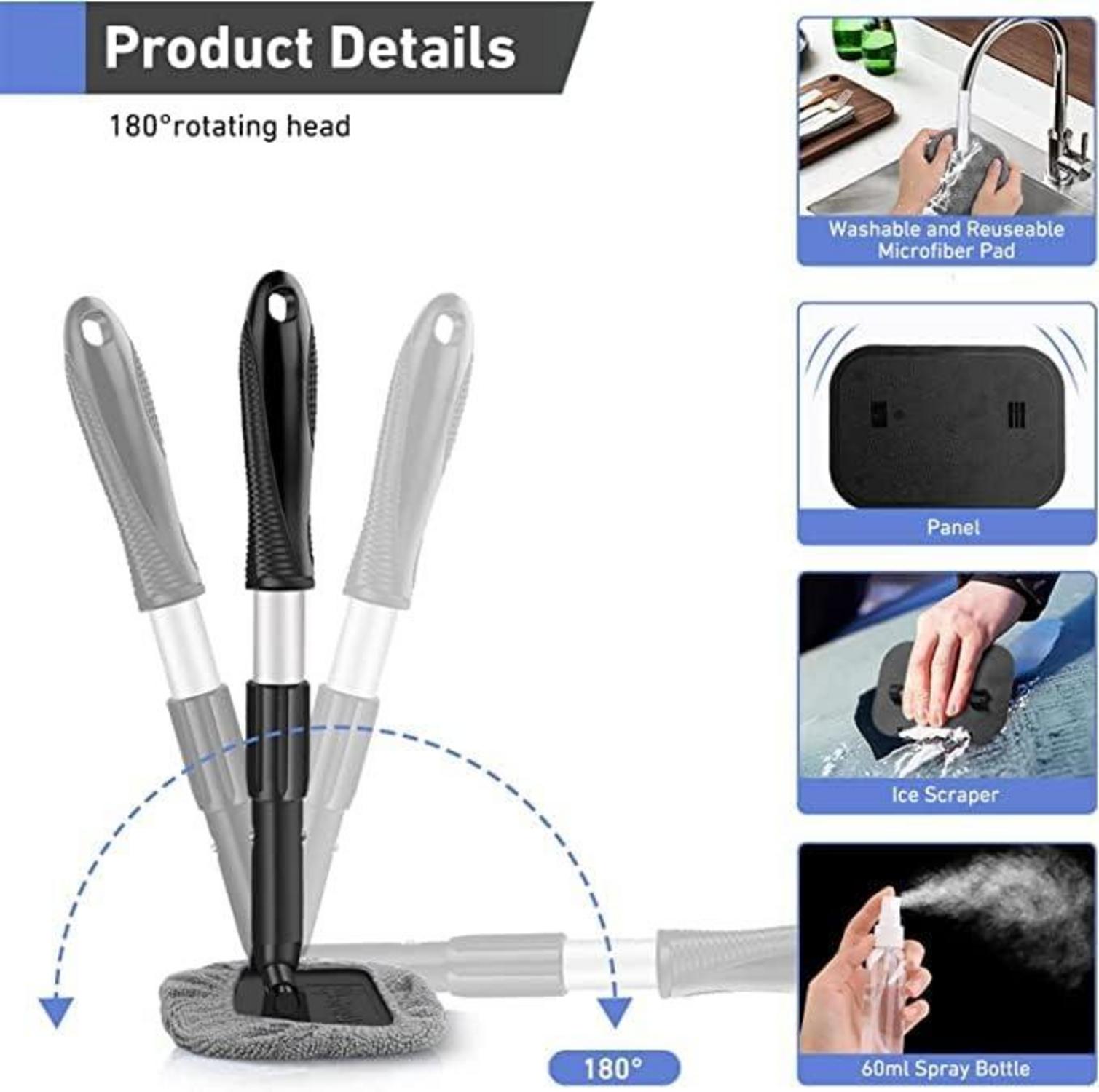 Scheibenreiniger mit ausziehbarem Griff und Mikrofaserpads