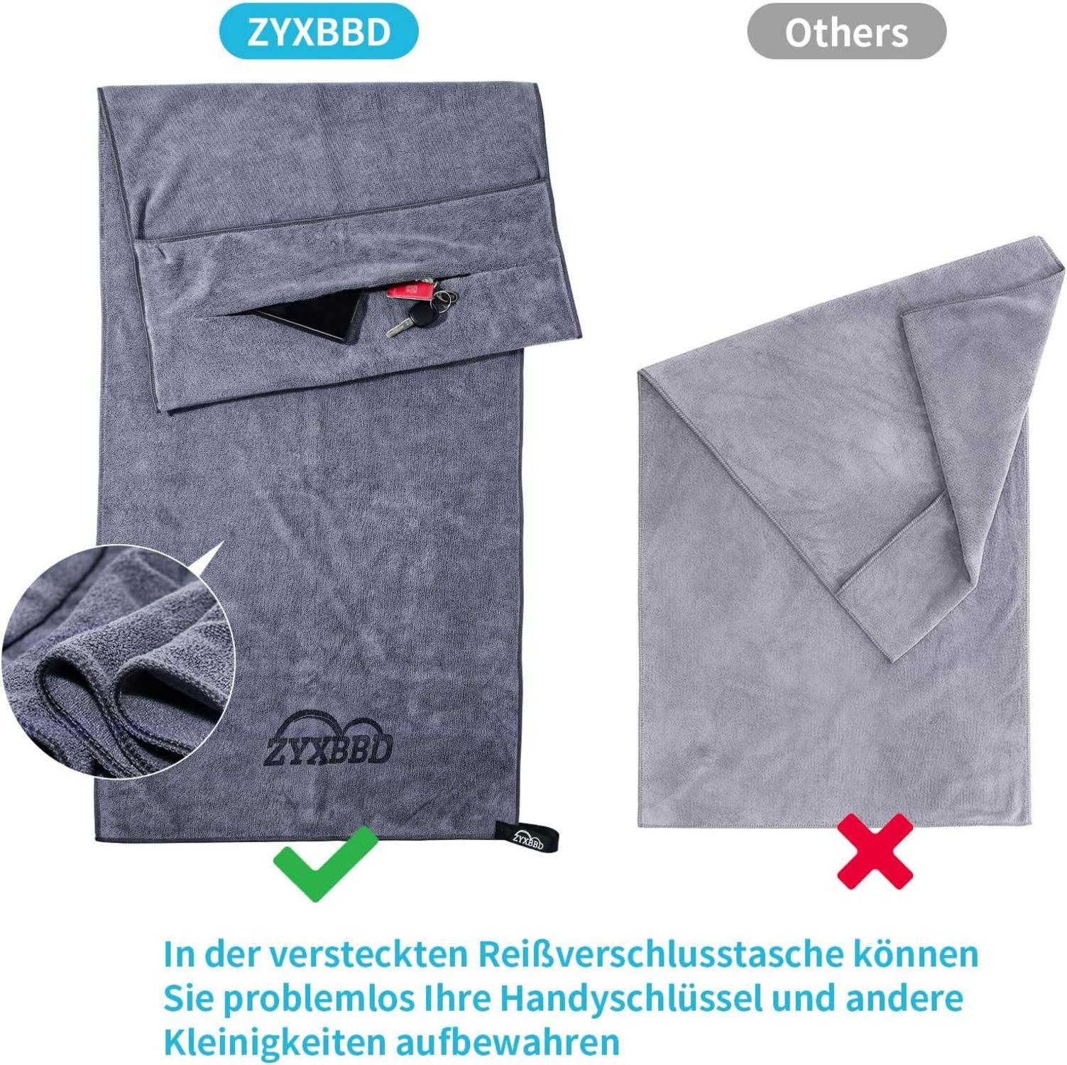 Fitness Handtuch 120x50cm rutschfest Gym Sporthandtuch Mikrofaser XL Grau