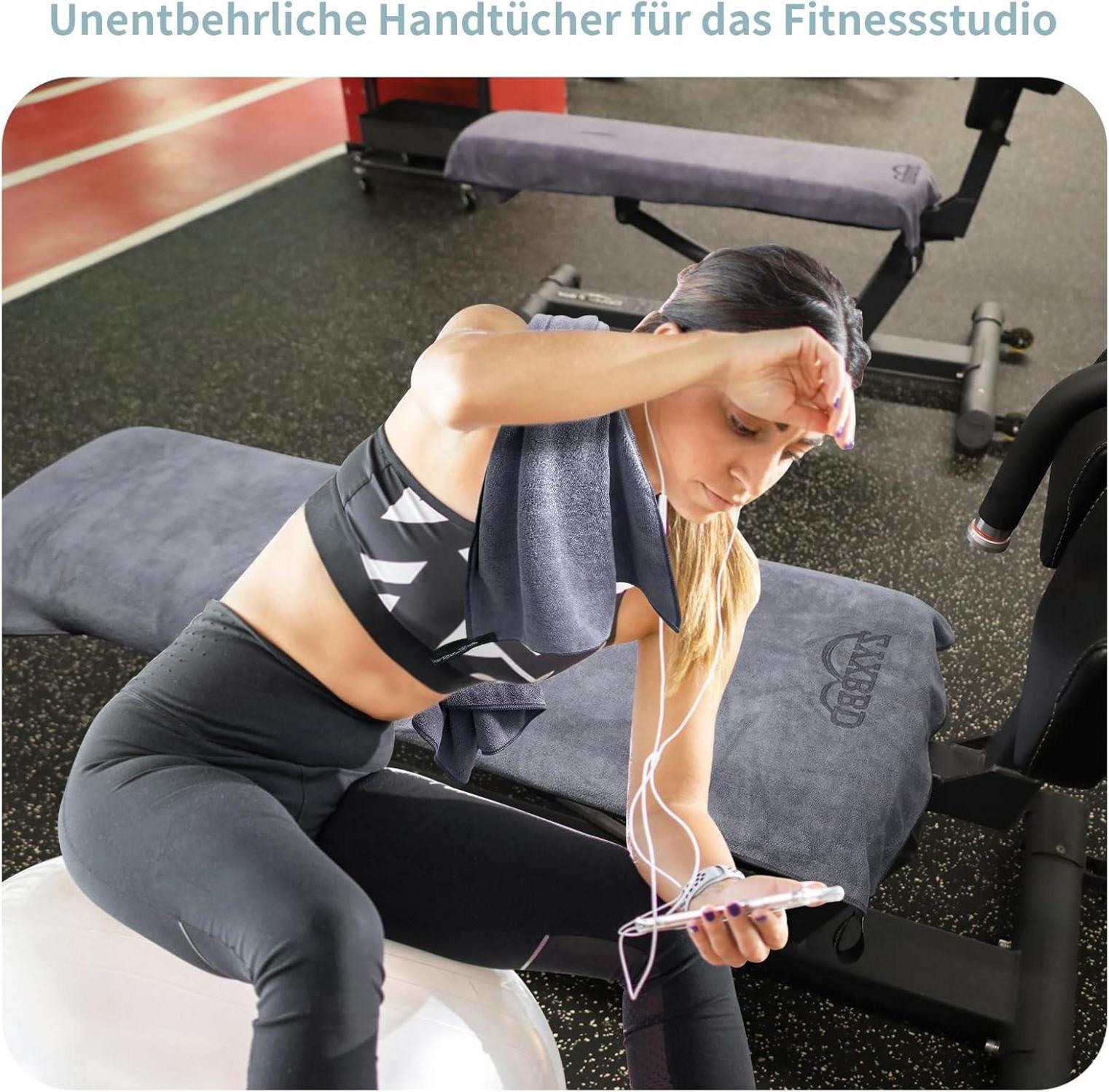 Fitness Handtuch 120x50cm rutschfest mit Tasche und Reißverschluss