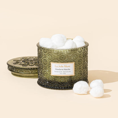 Mandarine-Matcha Duftkerze 2-Docht-Soja-Kerze 340g Luxus Aroma-Geschenk