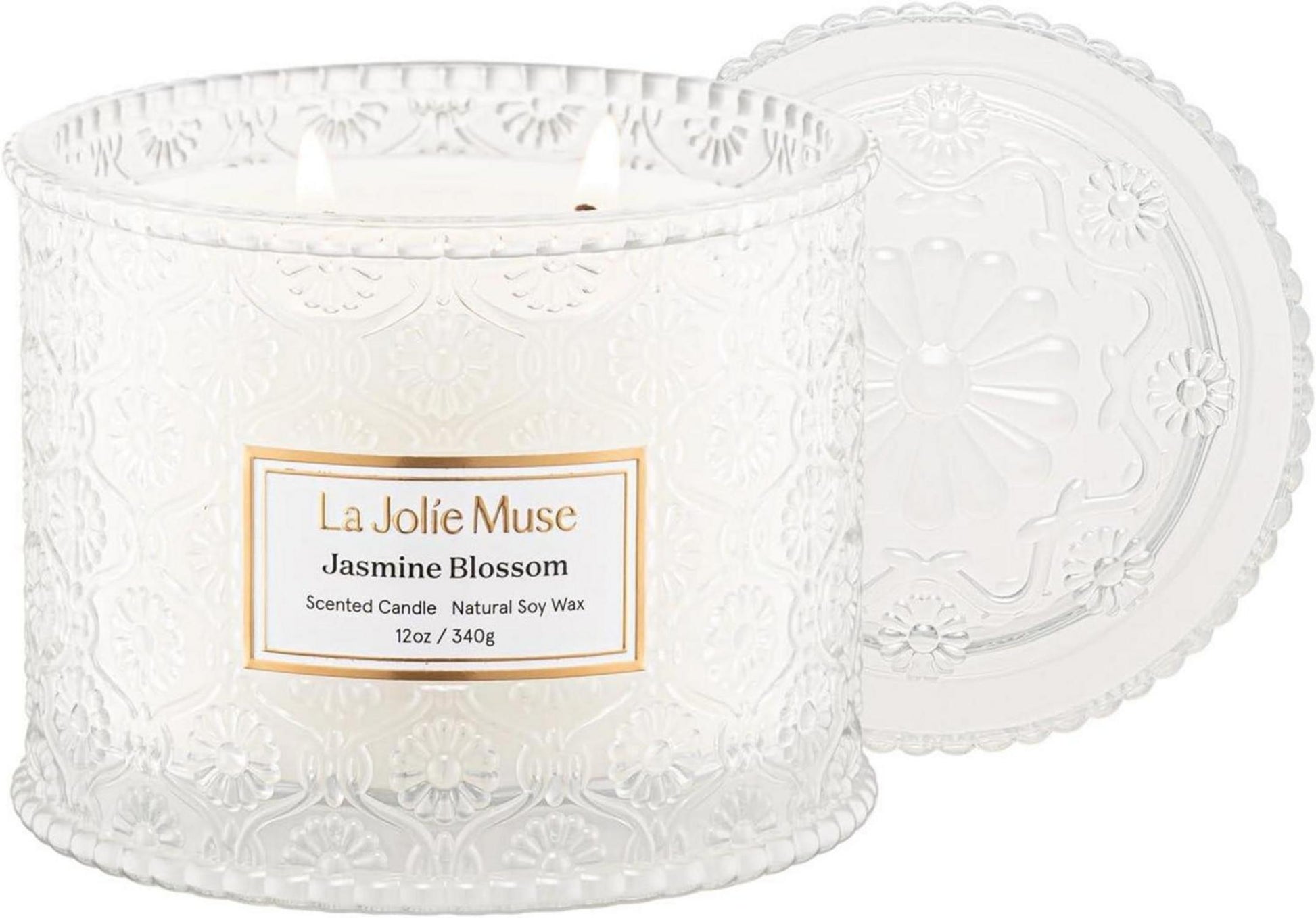 Duftkerze Jasmin 2-Docht-Soja 340g Geschenk Handgemachte Aromakerze