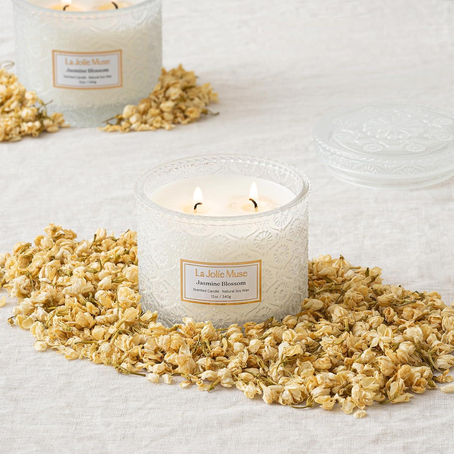 Duftkerze Jasmin 2-Docht-Soja 340g Geschenk Handgemachte Aromakerze