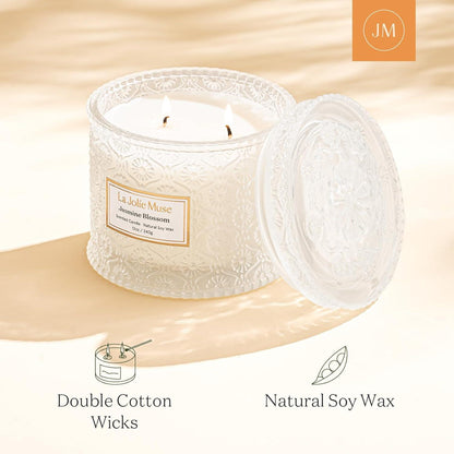 Jasmin Aroma-Kerze 2-Docht-Soja 340g Duftkerze schlankes
