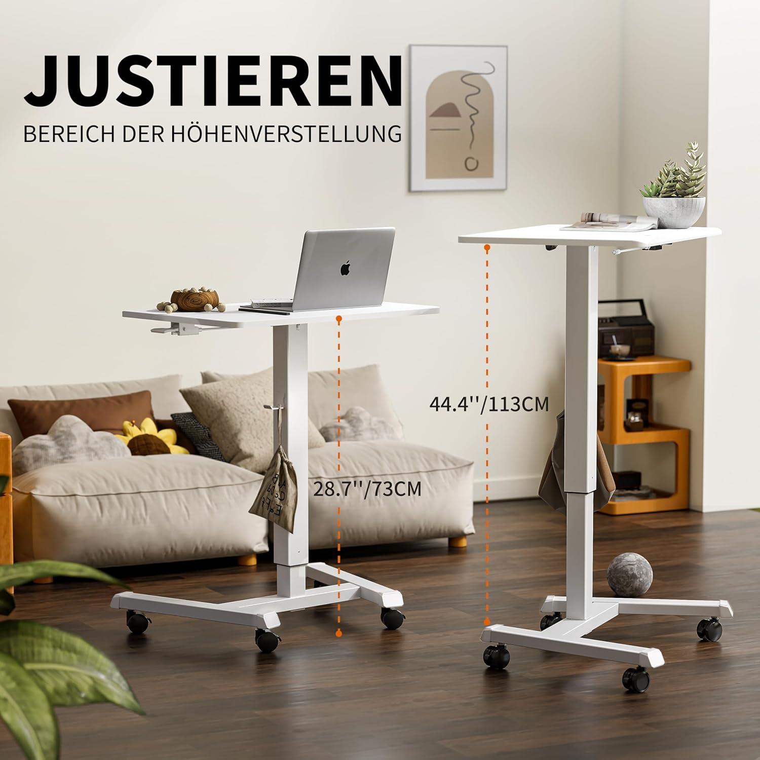 Höhenverstellbares Stehpult mit Rollen 65×45cm Laptoptisch