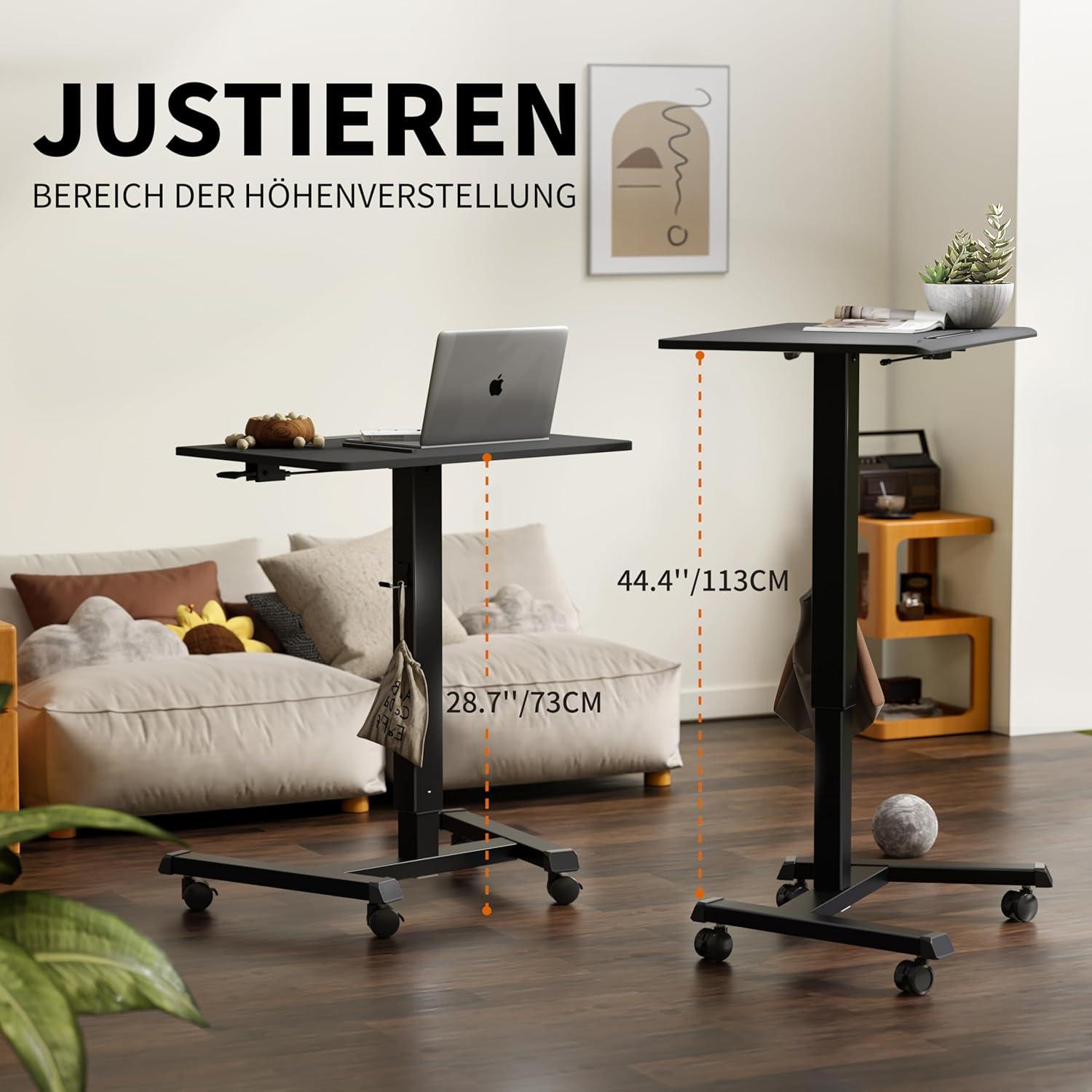 Höhenverstellbares Stehpult mit Rollen, Laptoptisch