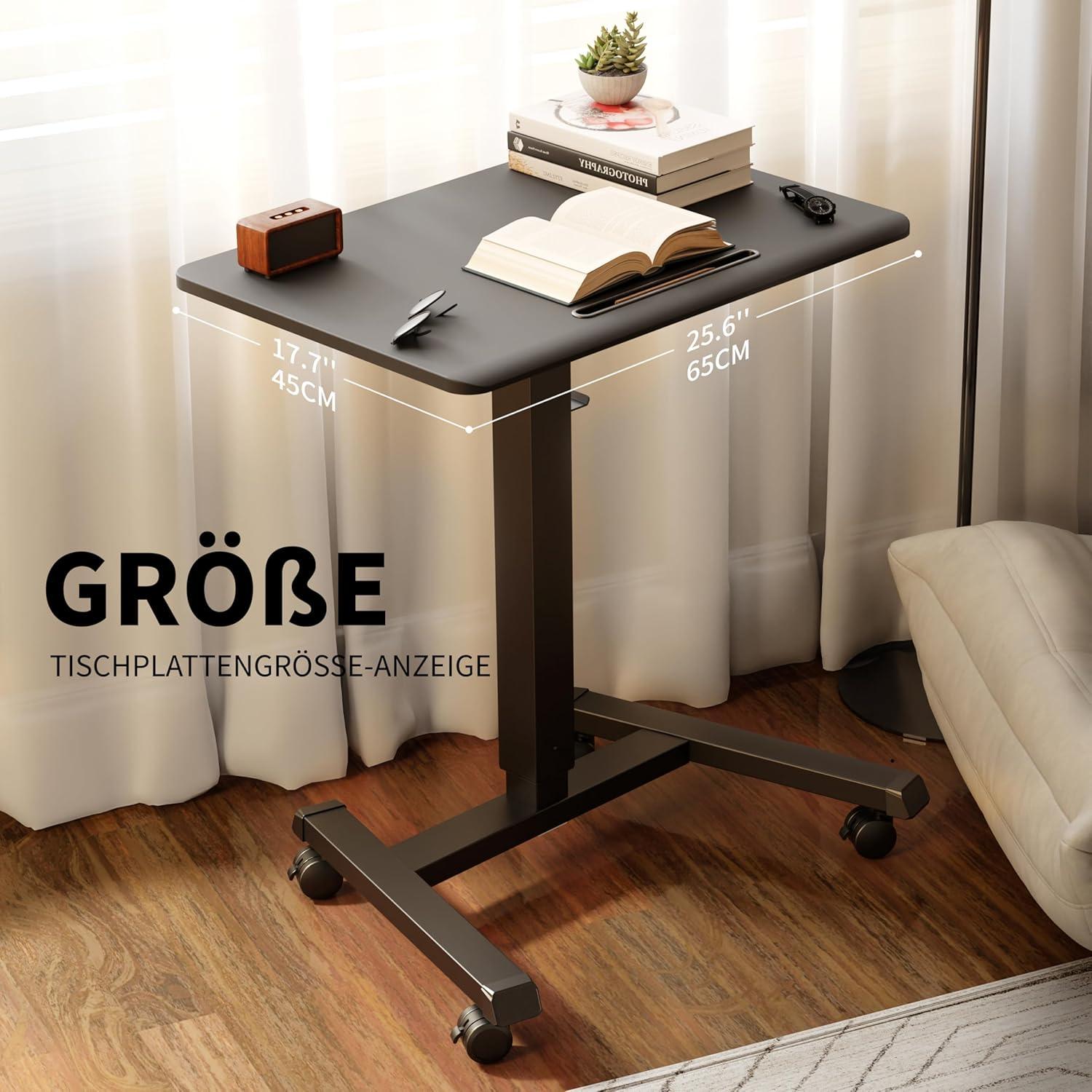 Höhenverstellbares Stehpult mit Rollen und Laptoptisch