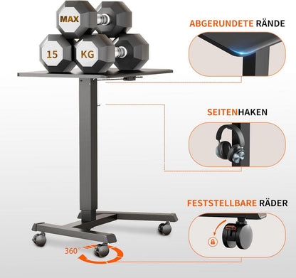 ERGOMAKER Steh-Schreibtisch Höhenverstellbarer Laptoptisch 65x45cm Schwarzes