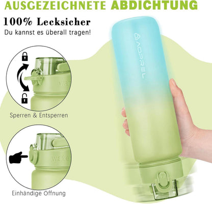 Trinkflasche BPA-frei 1l aus Tritan für Sport Fitness Camping Schule