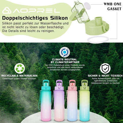AOPREL Trinkflasche 1l BPA frei Tritan Sport Wasserflasche Auslaufsicher