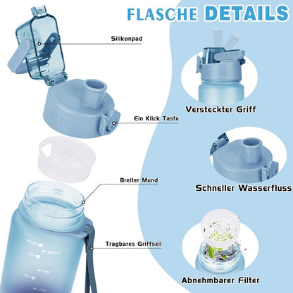 AOPREL Trinkflasche 1l BPA-frei Tritan Sport Flasche Fitness