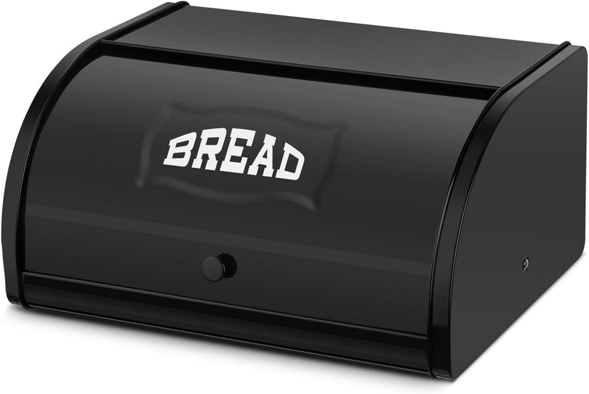 Brotkasten Metall Rolldeckel Brotaufbewahrungsbehälter Schwarz