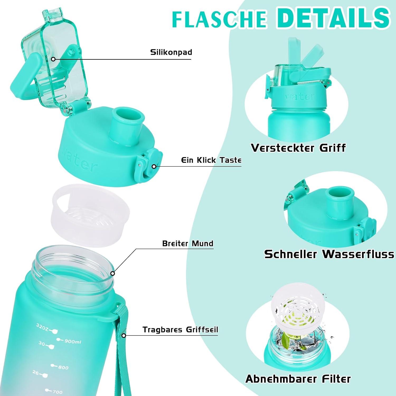 AOPREL Trinkflasche 1l BPA-Frei aus Tritan Geeignet für
