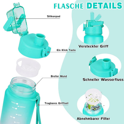 AOPREL Trinkflasche 1l BPA-Frei aus Tritan Geeignet für