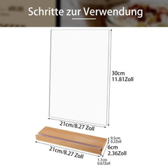 Tischaufsteller Acryl A4 2 Stück Holzfuß Hochzeit Restaurant