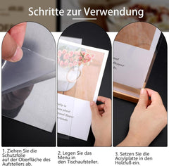 Tischaufsteller A4 Acryl Holzfuß 2er Set transparent stabil display