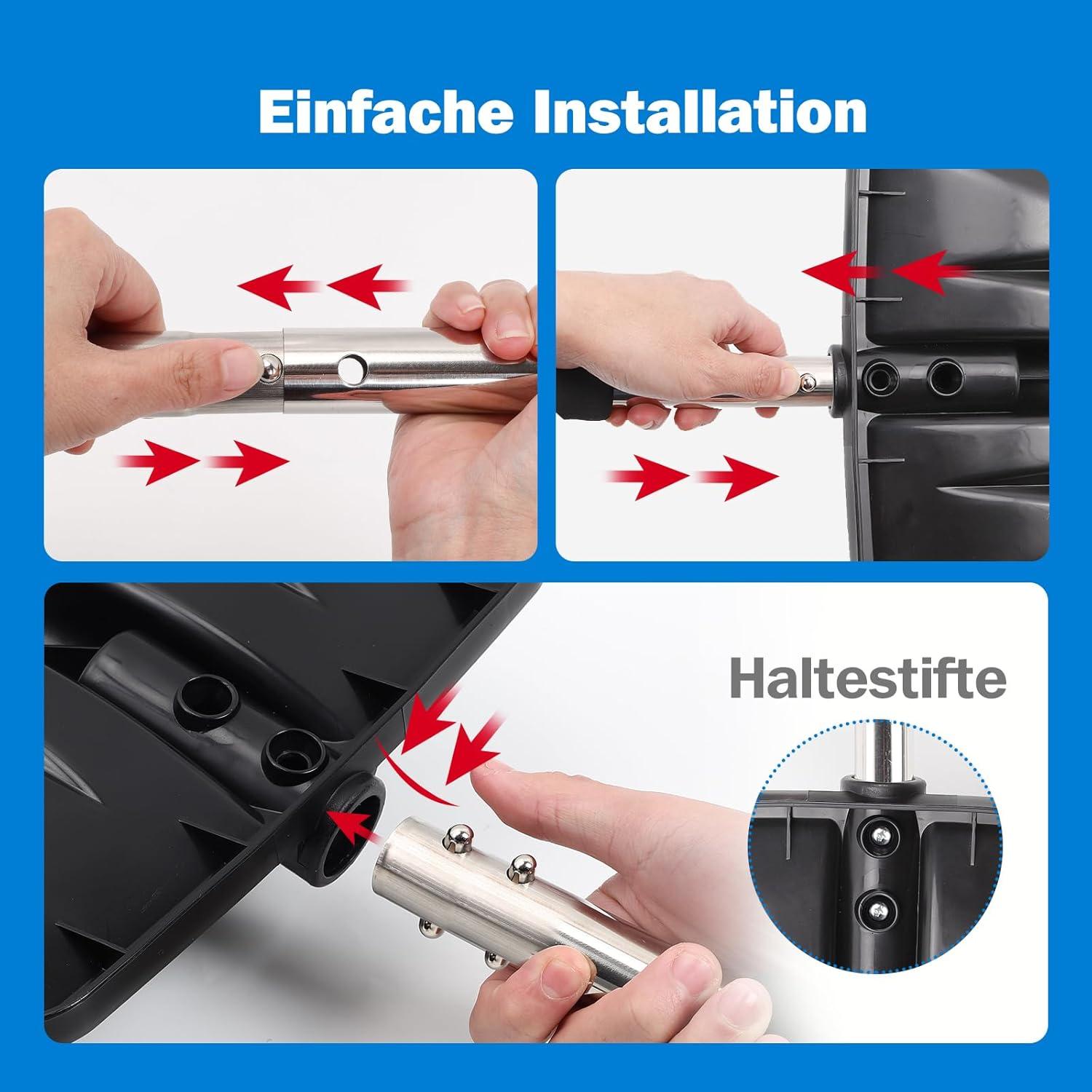 3-in-1 Schneeschaufel Set mit rotierender Bürste und Schaber