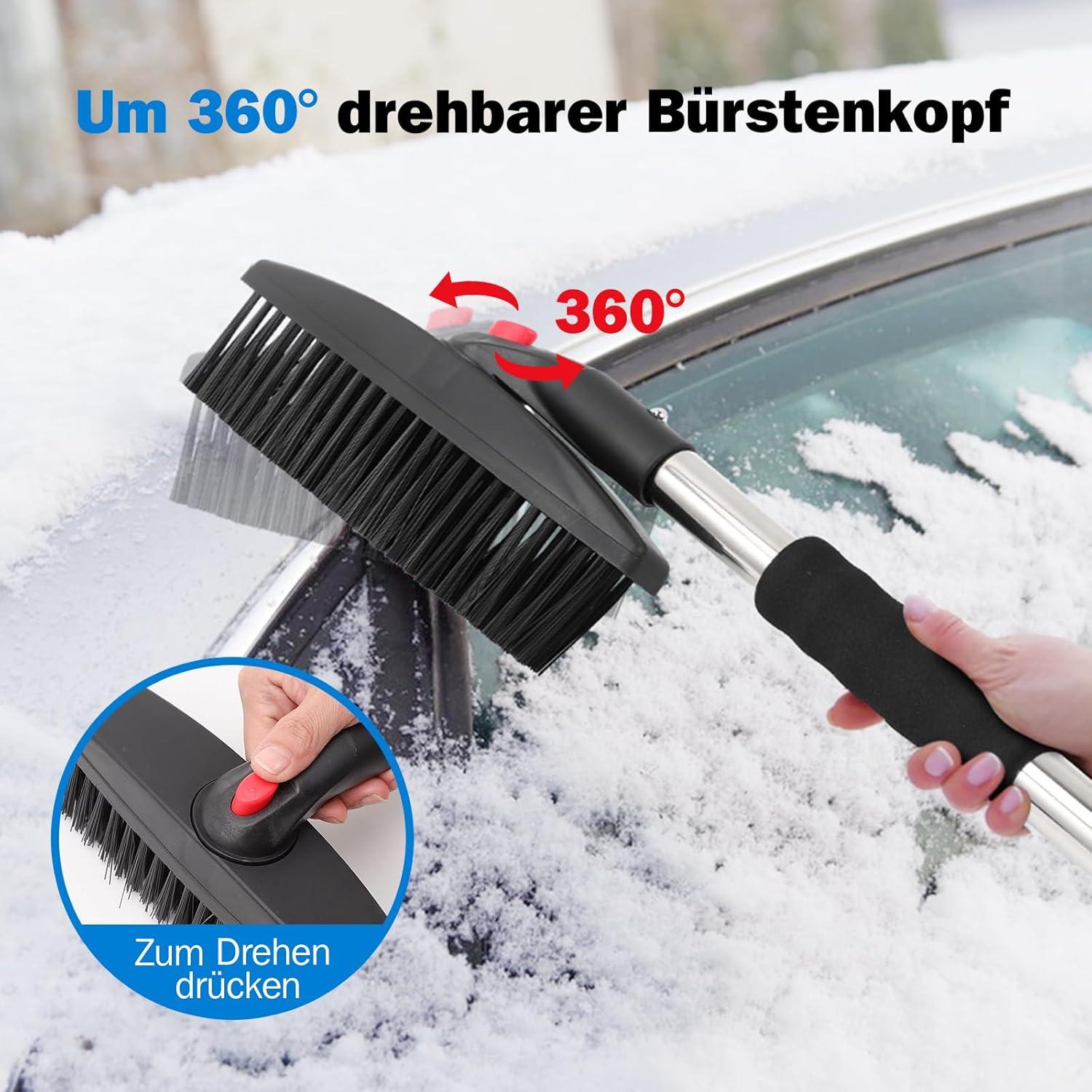 3-in-1 Schneeschaufel Set mit 2X Schaufelblatt und Bürste 110cm