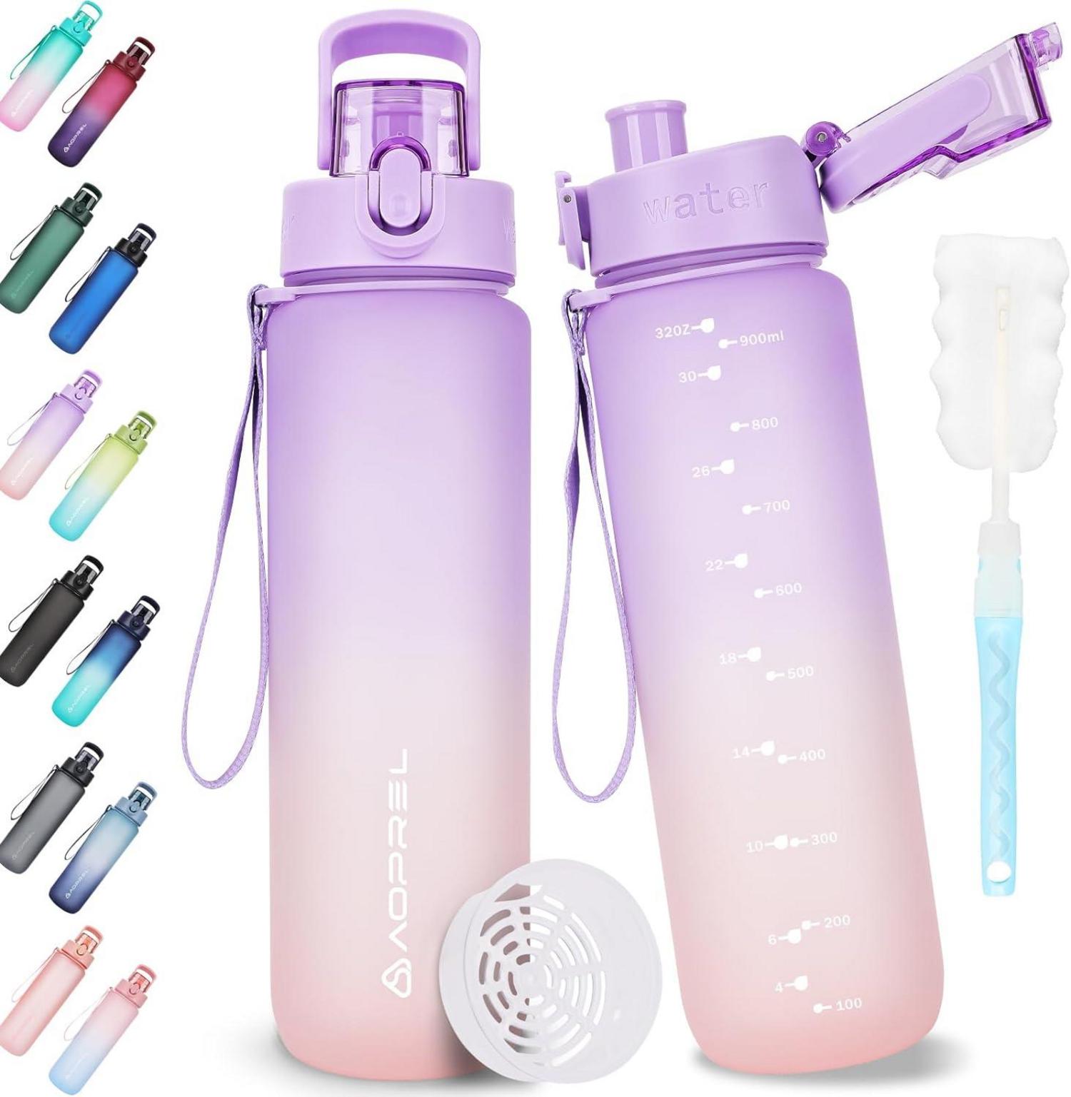 AOPREL Trinkflasche 1 Liter BPA-frei Tritan Sport Wasserflasche Lila