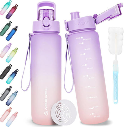 AOPREL Trinkflasche 1 Liter BPA-frei Tritan Sport Wasserflasche Lila
