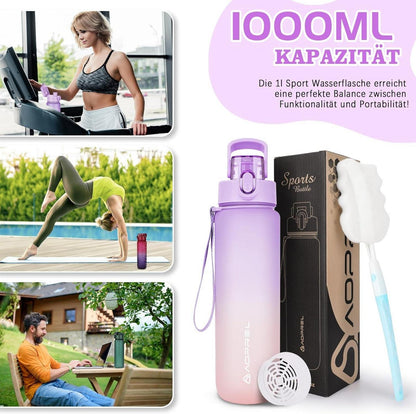 Trinkflasche 1l BPA-frei Tritan Auslaufsicher Sport Fitness Wandern