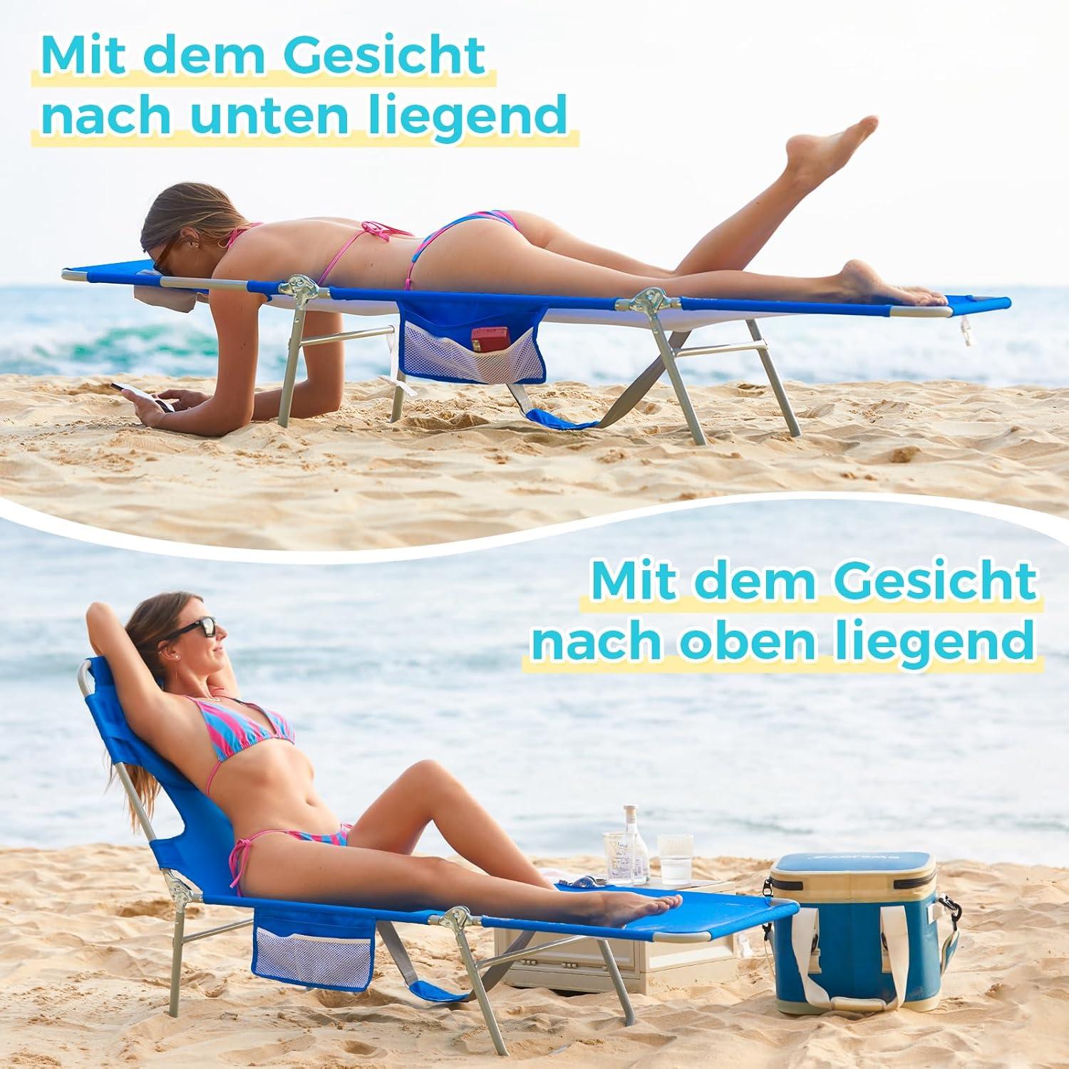Faltbare Sonnenliege mit Lesefenster und