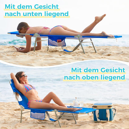 Faltbare Sonnenliege mit Lesefenster und
