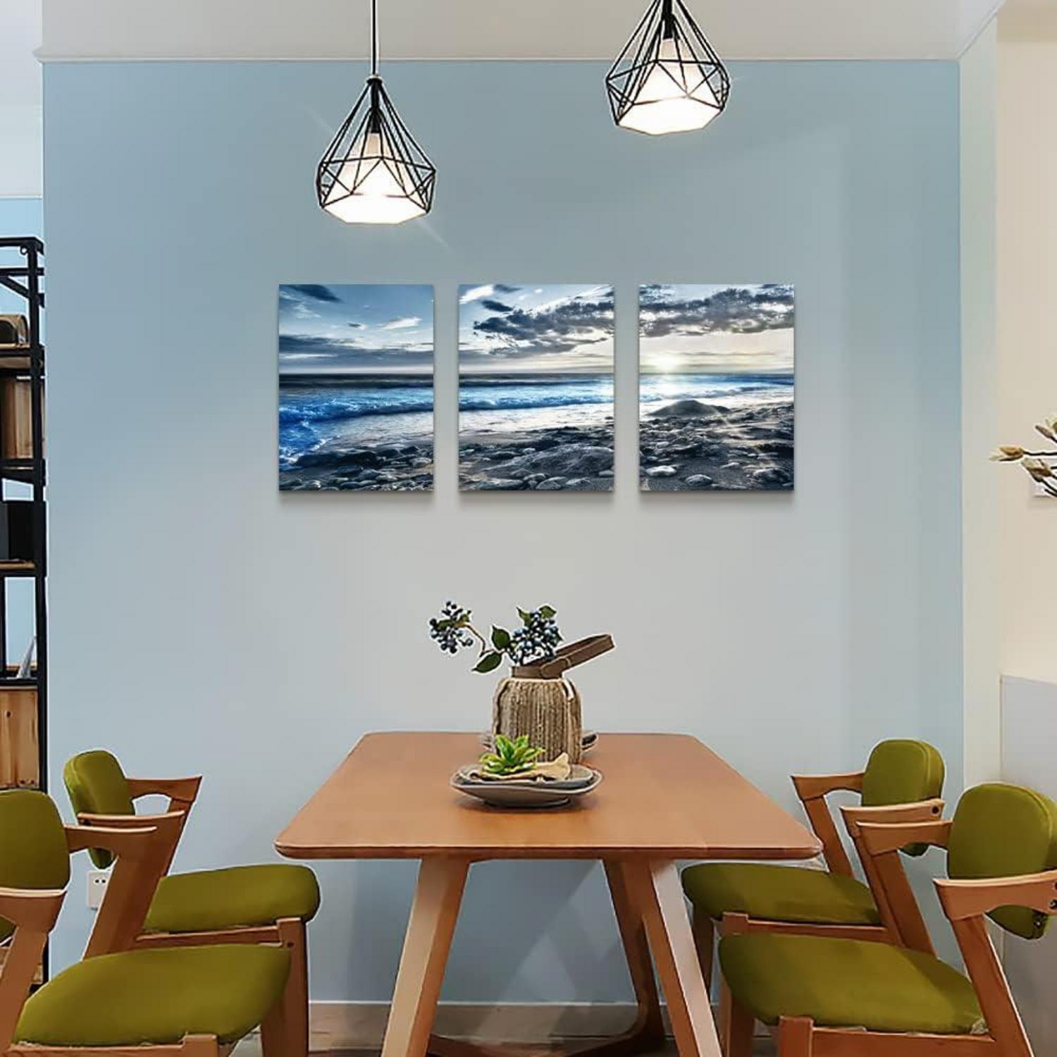 Blaues Sonnenaufgang Leinwandbild Strand Meer Ozean 40x30cm