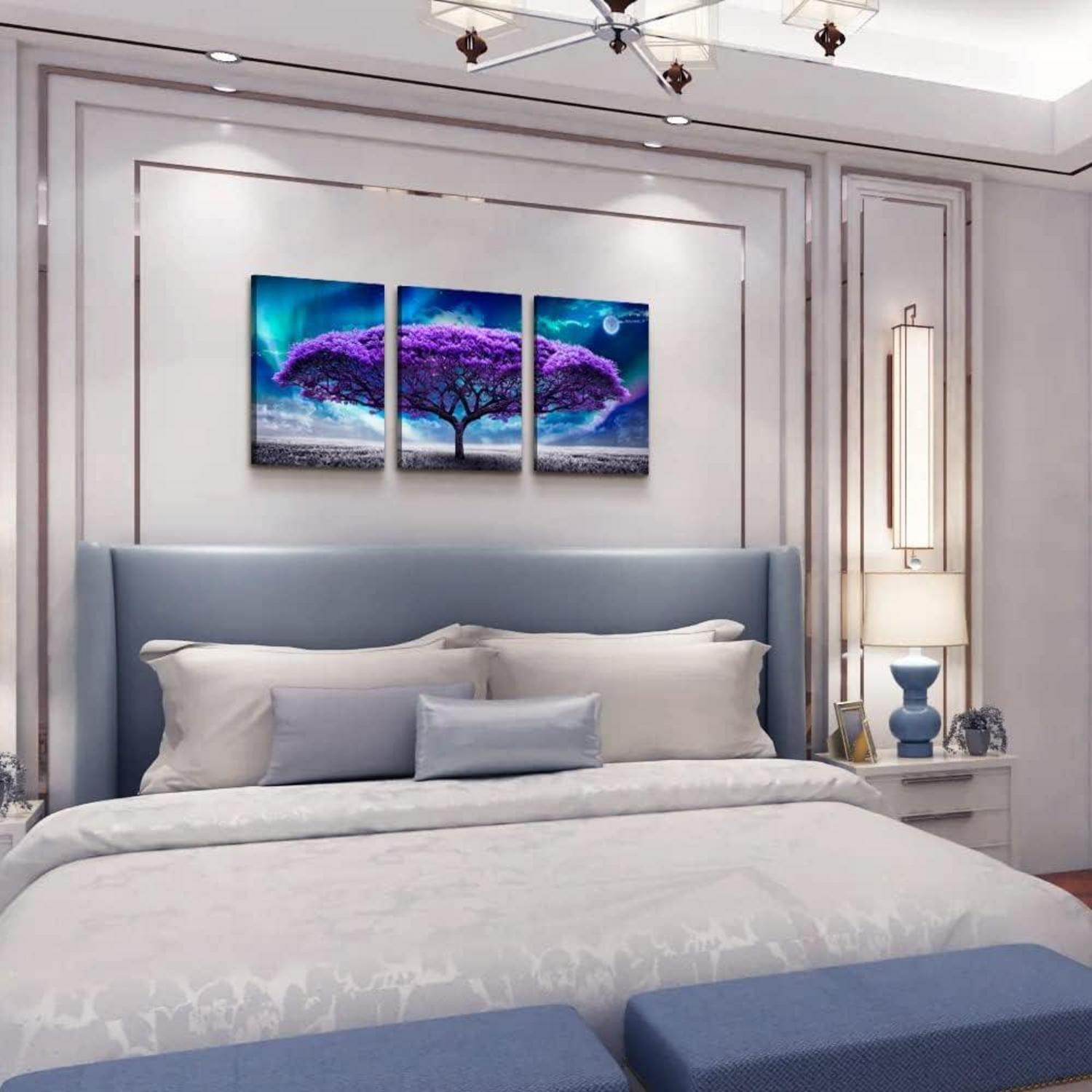 Nordlichter Leinwandbilder Großer Baum Natur Landschaft Wohnzimmer