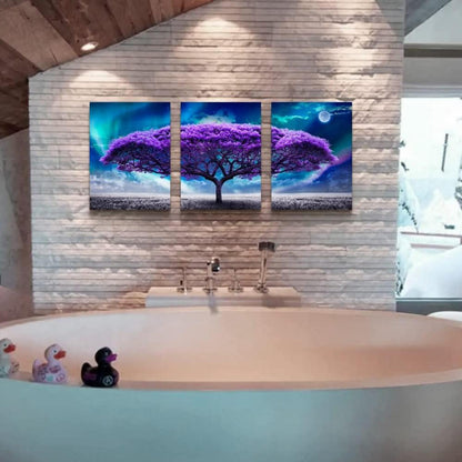 Leinwandbild Nordlichter Lila Baum 40x30 cm Wandbilder Wohnzimmer Schlafzimmer Büro