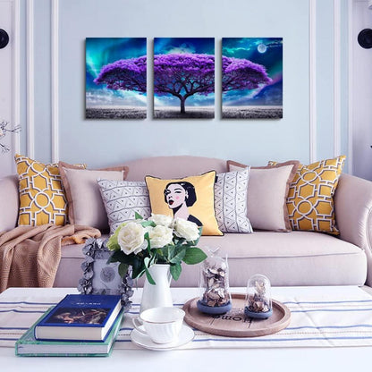 Leinwandbild Nordlichter Lila Baum 40x30cm Wohnzimmer Büro moderne Wandbilder
