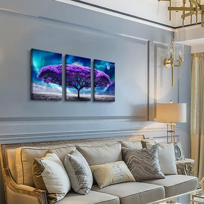 Leinwandbild Nordlichter Lila Baum 40x30cm Wohnzimmer Büro moderne Wandbilder