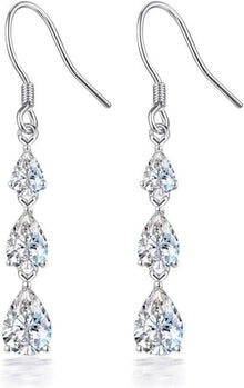 Damen Ohrringe Silber 925 Hängend Zirkon Mondstein Herz