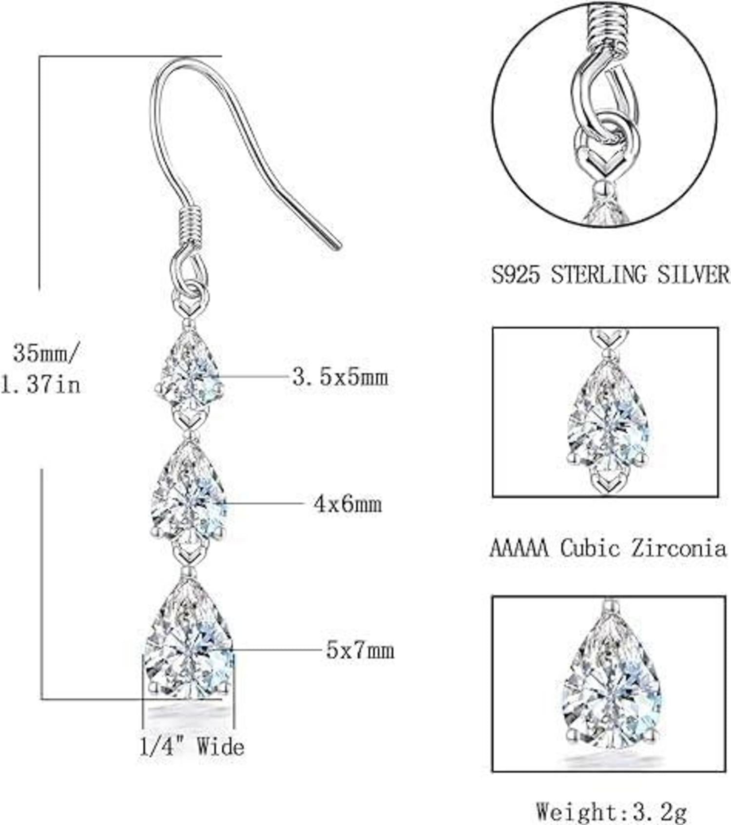 GW Damen Ohrringe Silber 925 Hängend Zirkon Mondstein Schmuck