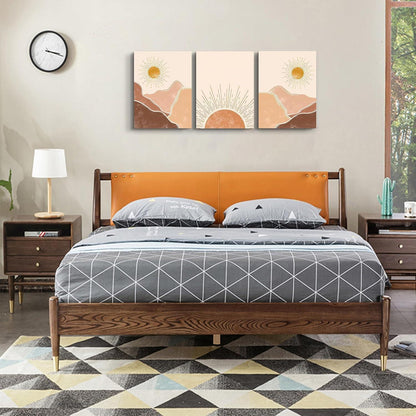 Boho Leinwandbild Orange Sonne Berge Wandbilder Wohnzimmer