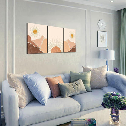 Boho Leinwandbild Orange Sonne Berge Wandbilder Wohnzimmer