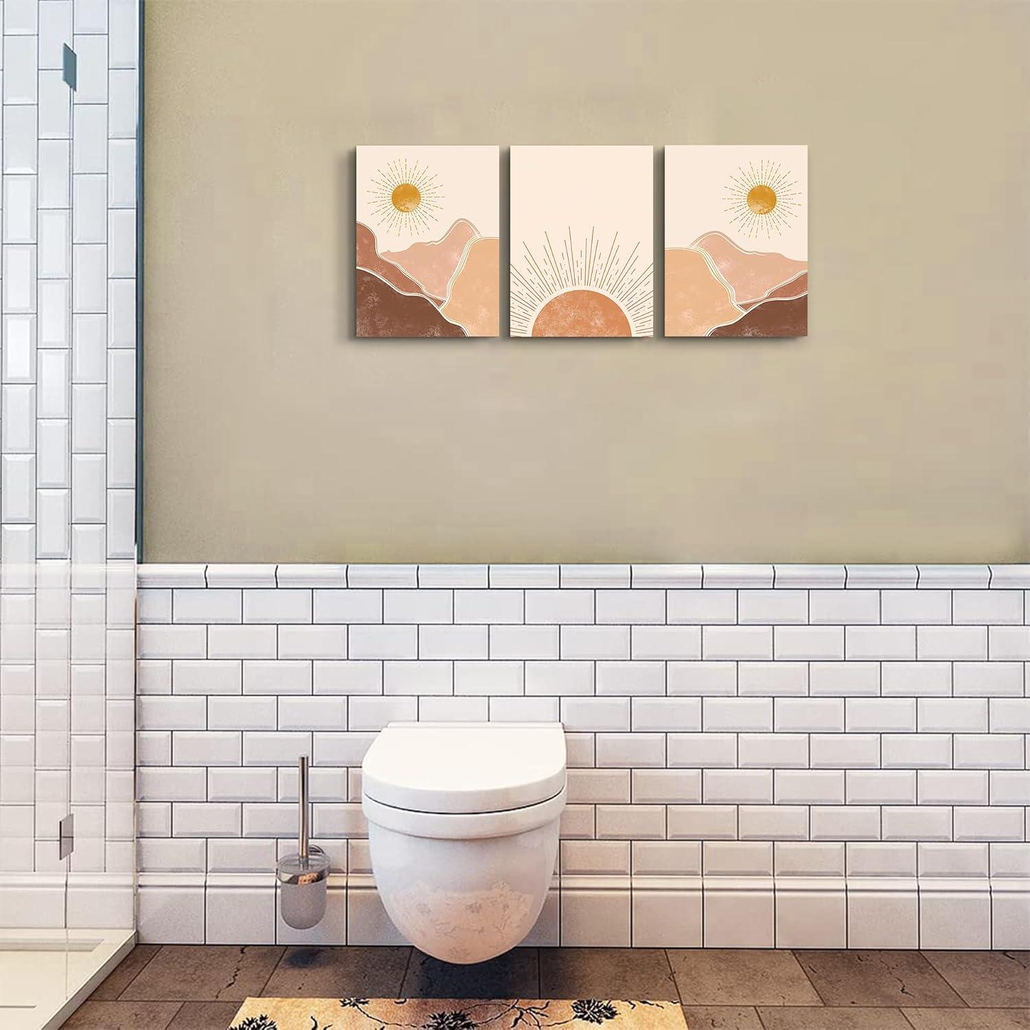 Boho Leinwandbild Orange Sonne Berge 40x30 cm