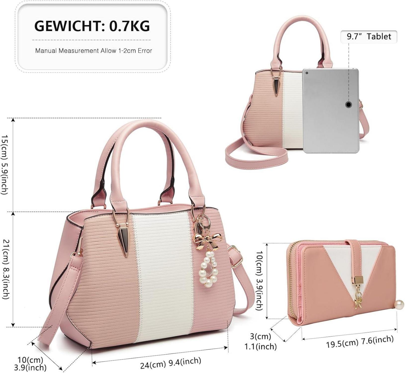 Miss Lulu Damen Handtasche mehrfarbig PU Leder Perle Crystal Style Drop Henkeltasche