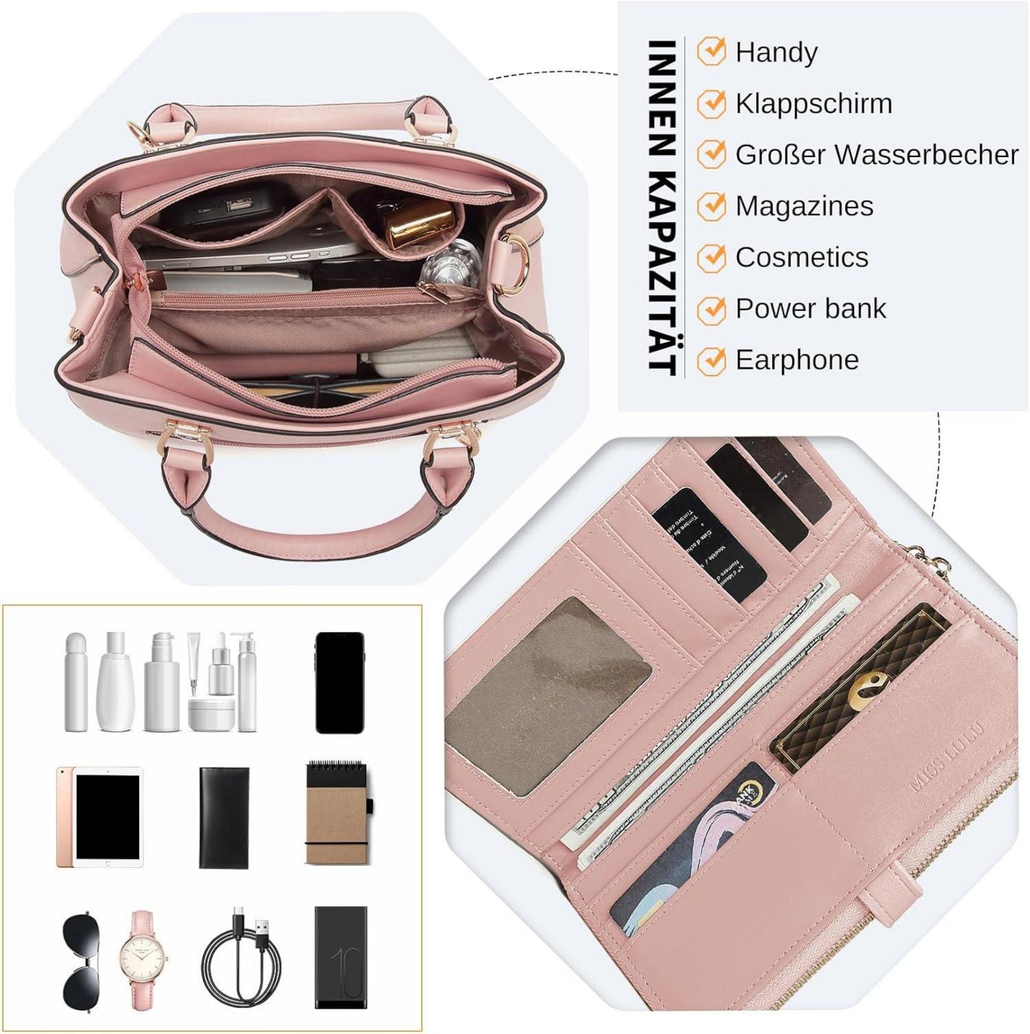 Damen Handtasche Henkeltasche mehrfarbig PU Leder Perle Crystal Style