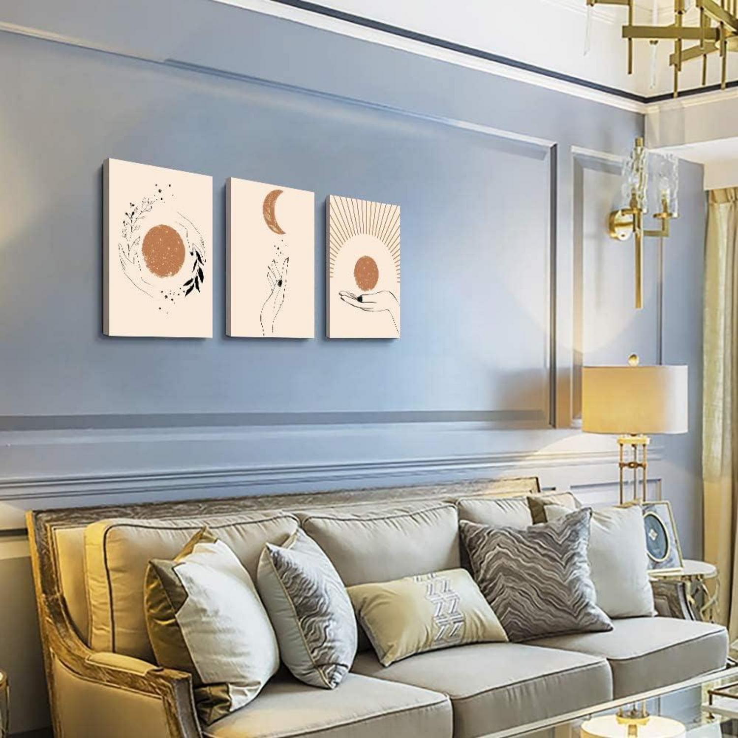 Boho Leinwandbild Orange Sonne Mond 40x30 cm Wandbilder