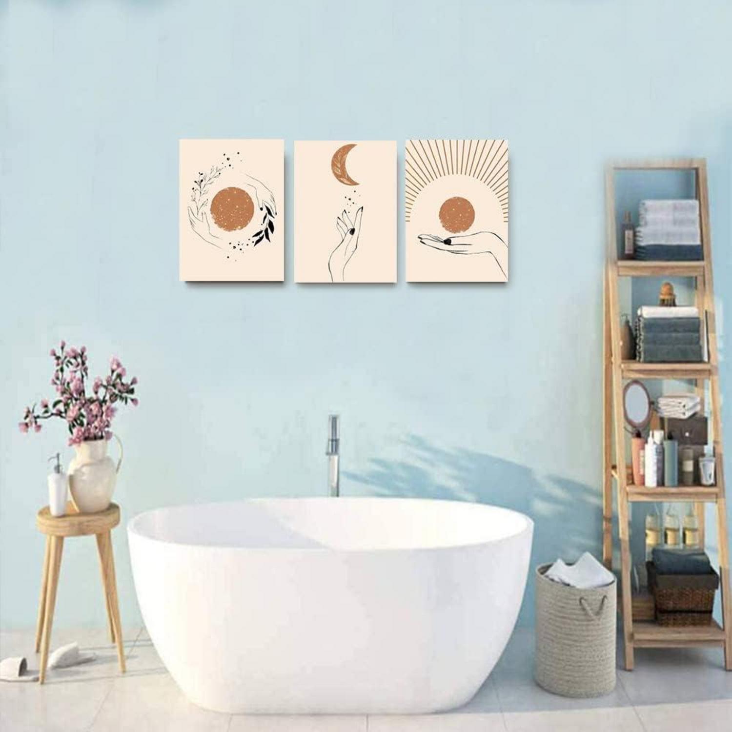 Boho Leinwandbild Orange Sonne Mond Minimalismus Wohnzimmer 40x30cm