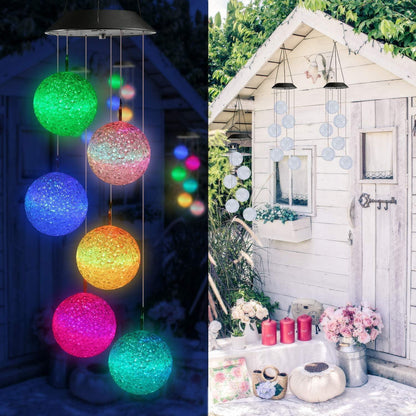 Buntes Solar Windspiel 6 LED Garten Wasserdicht