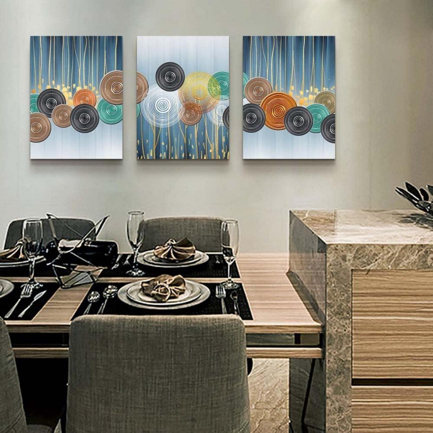 Abstrakte Farbige Kreise Leinwand Wandkunst 40x30cm, Wohnzimmer Schlafzimmer Büro