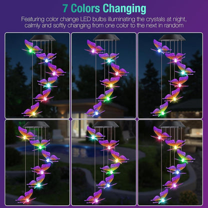 6 LED Lila Schmetterling Solar Windspiel Wasserdicht Deko