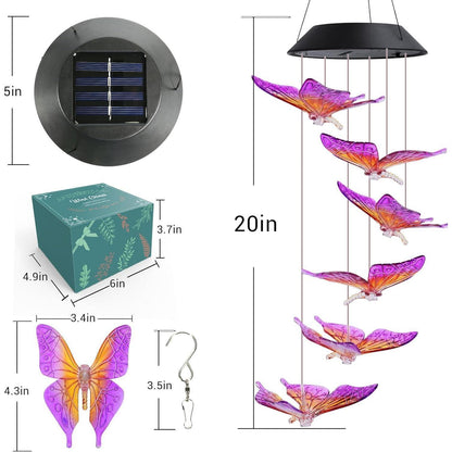 6 LED Lila Schmetterling Solar Windspiel Wasserdicht Deko