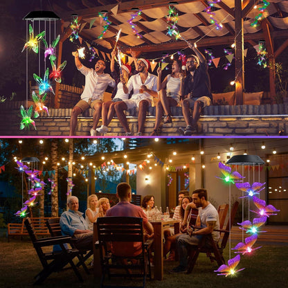 6 LED Lila Schmetterling Solar Windspiel Wasserdicht Deko